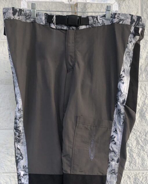 Charcoal Pants with Japanese Print Stripe (Waist= 44", Inseam = 34")